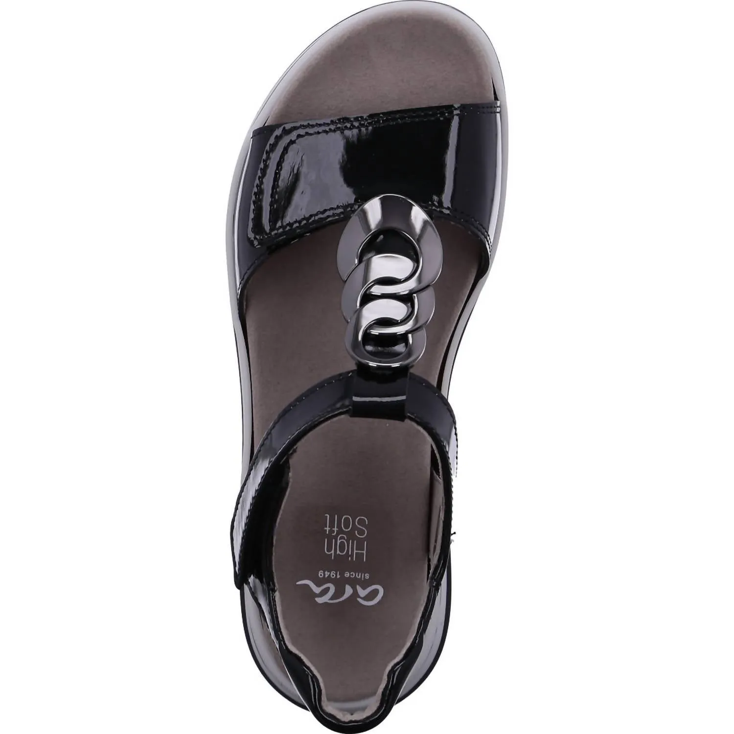 Oregon Sandals In Black Patent