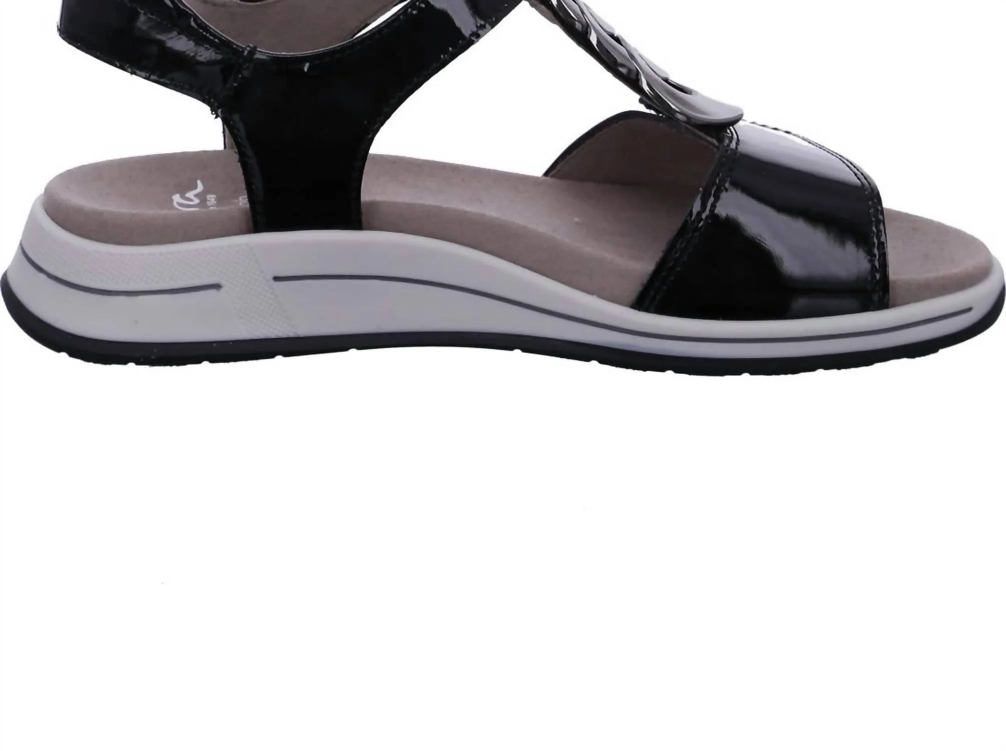 Oregon Sandals In Black Patent