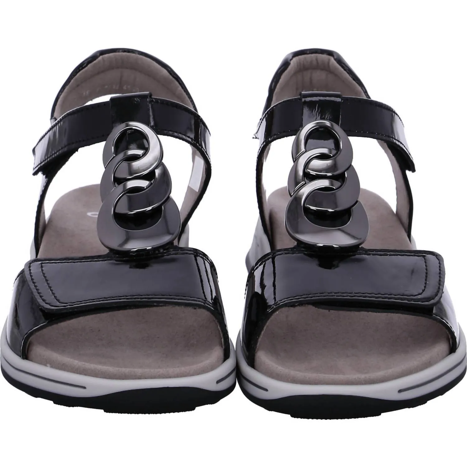 Oregon Sandals In Black Patent
