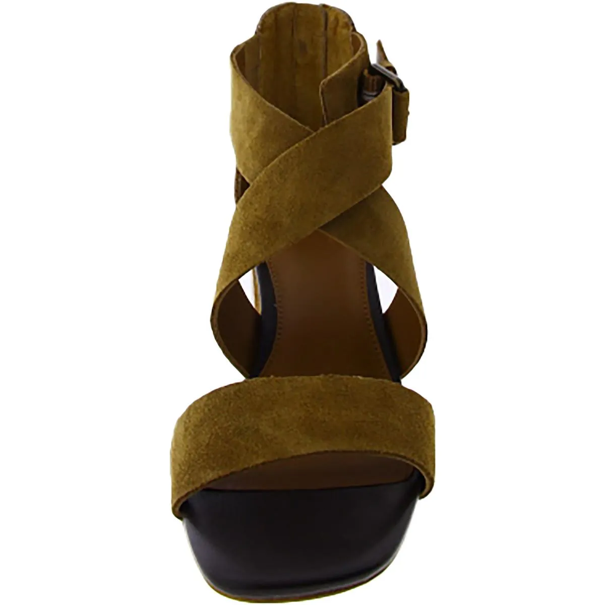 PAULINA Womens Faux Suede Zipper Block Heel