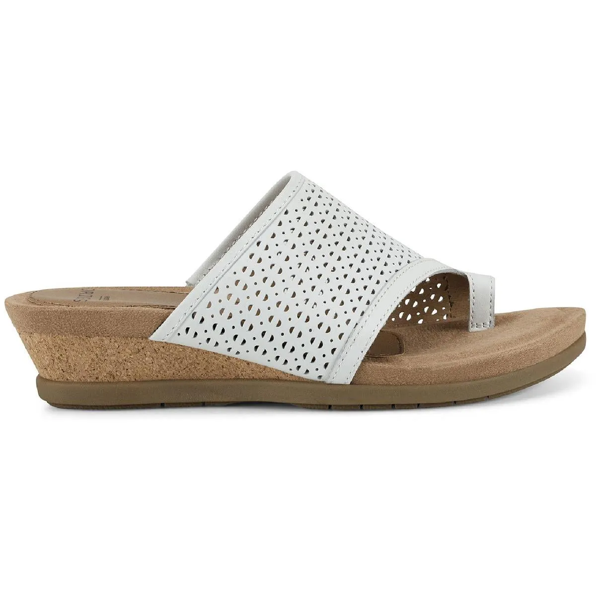 Pearl Womens Suede Toe Loop Wedge Sandals