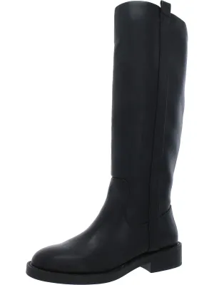 Pennie Womens Faux Leather Round Toe Knee-High Boots