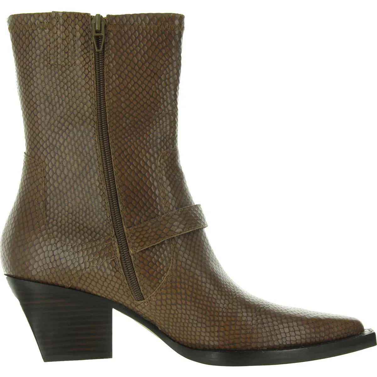 RAVE Womens Buckle Leather Mid-Calf Boots