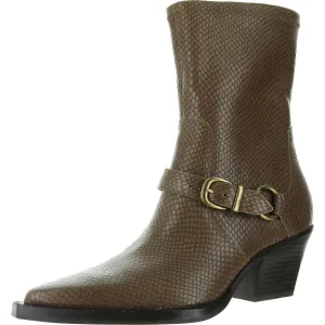 RAVE Womens Buckle Leather Mid-Calf Boots