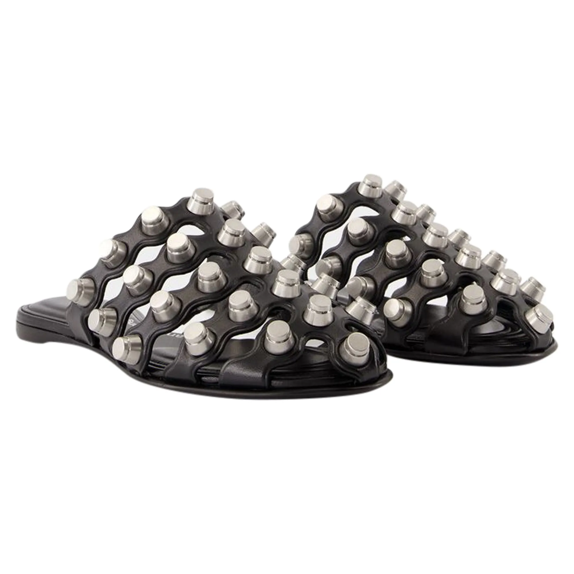 Rexa Cage Slide Flat Shoes - Alexander Wang - Leather - Black