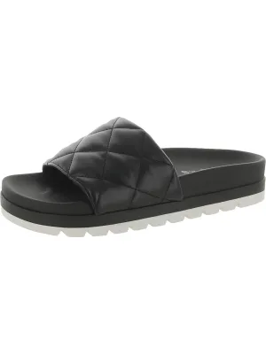 Rio Luxe Womens Faux Leather Slide Sandals