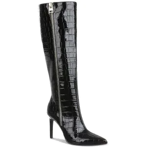Sabrinaap Womens Double Zipper Leather Knee-High Boots