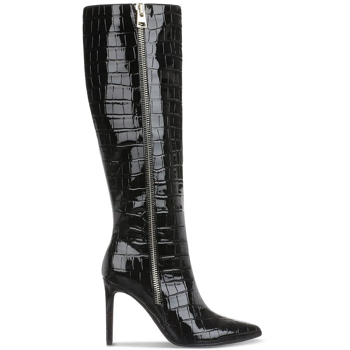 Sabrinaap Womens Double Zipper Leather Knee-High Boots