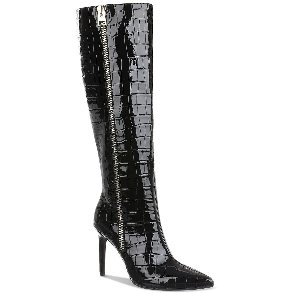 Sabrinaap Womens Double Zipper Leather Knee-High Boots