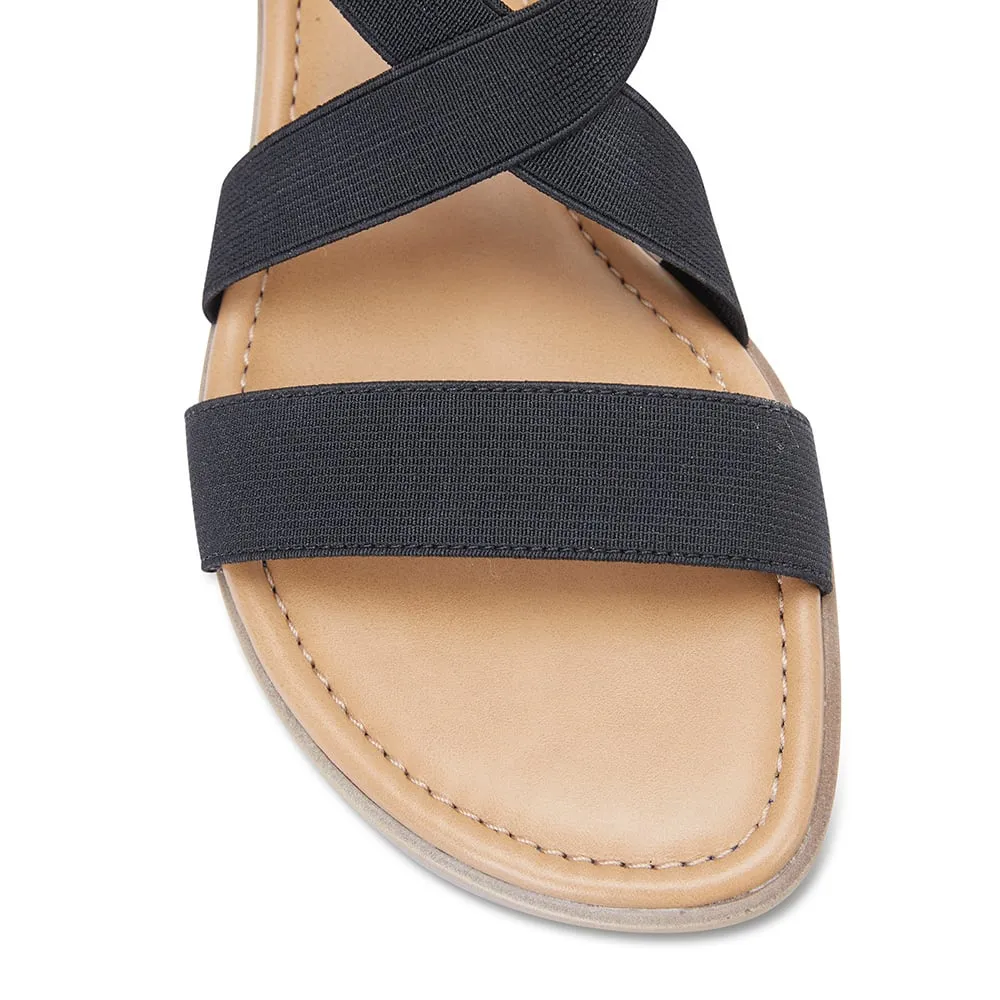 Saratoga Sandal in Black Fabric
