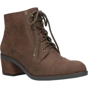 Sarina Womens Faux Suede Ankle Combat & Lace-up Boots