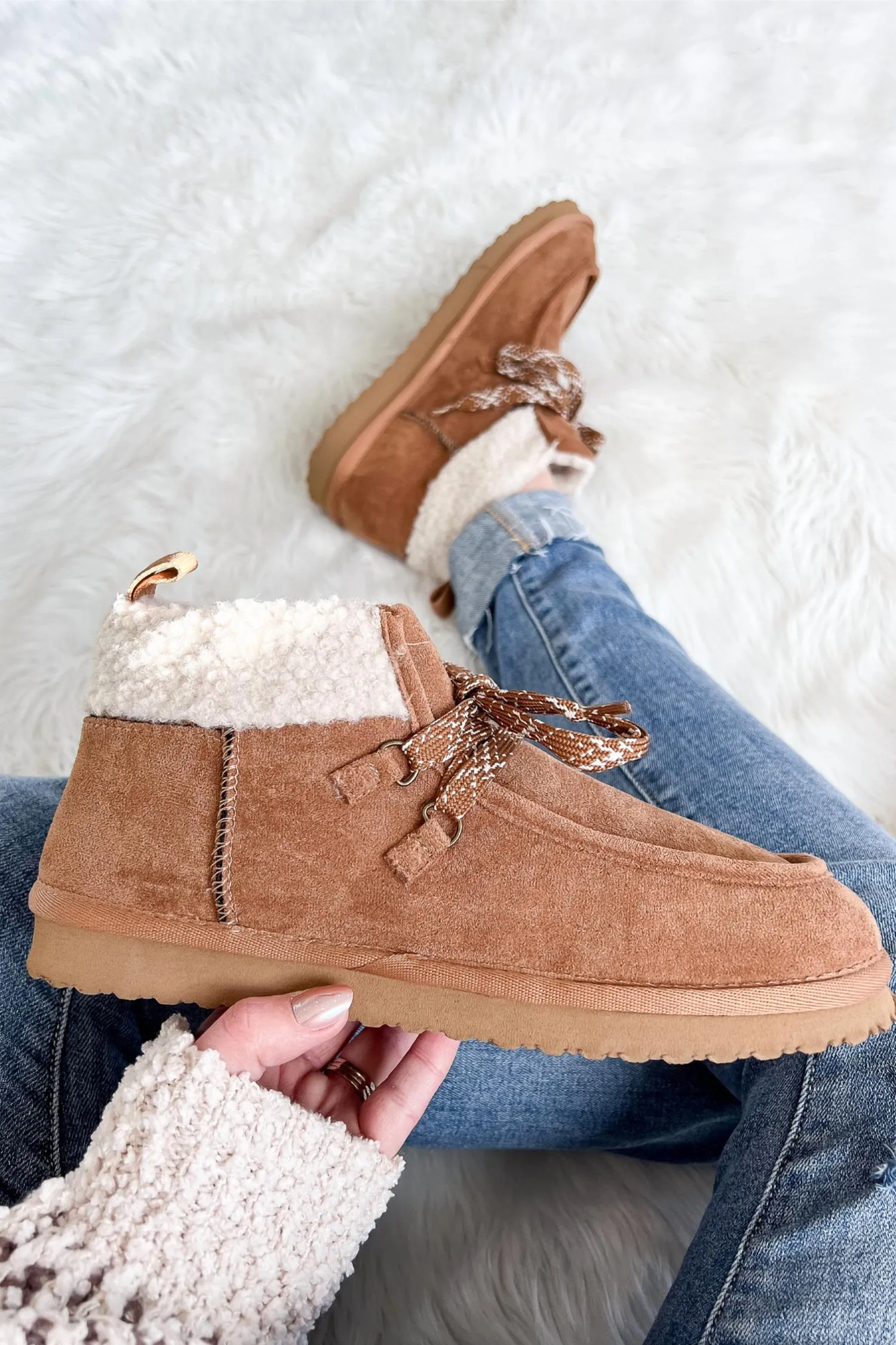 Sherpa Lined Slipper Boot In Brown