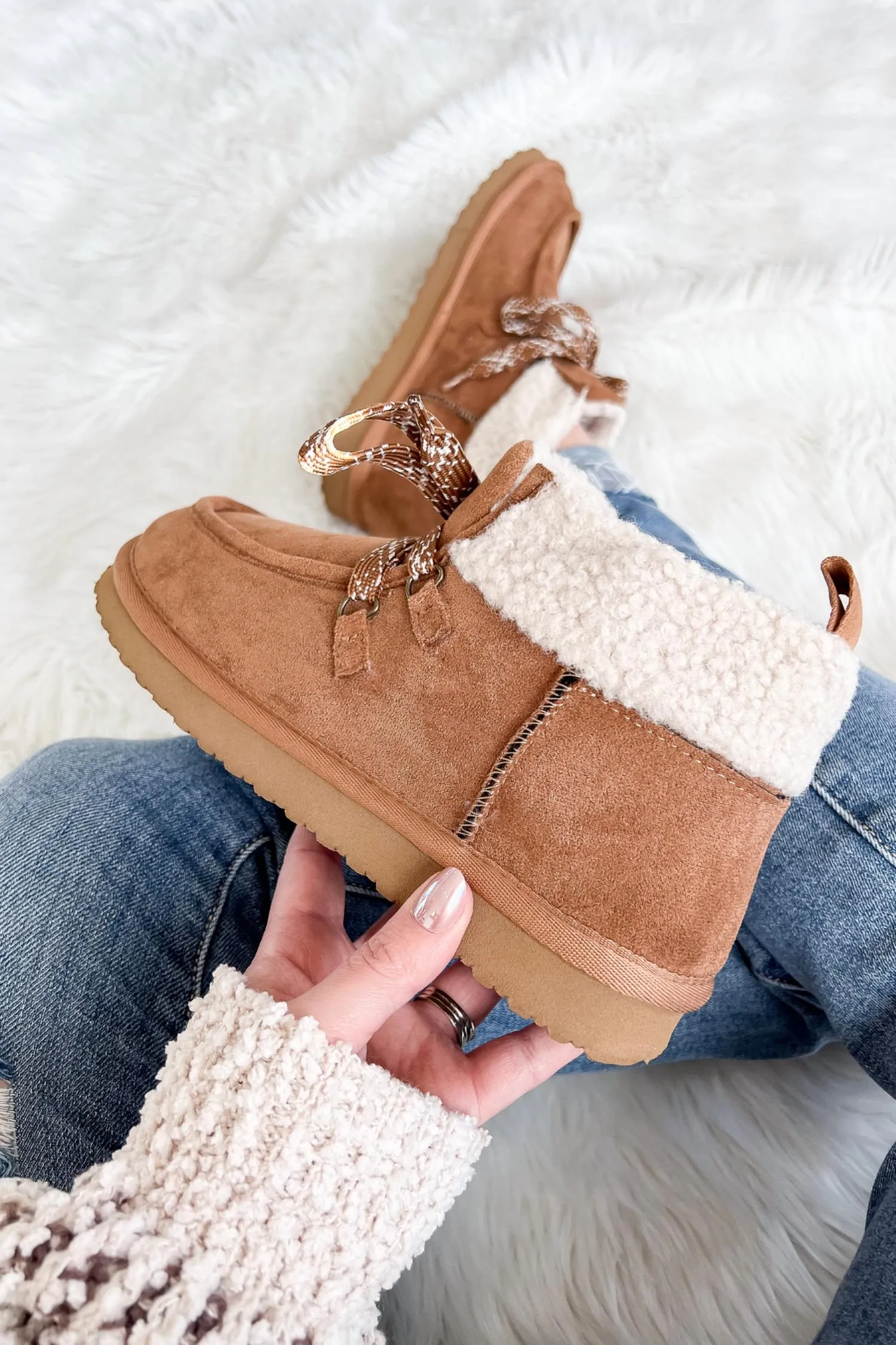 Sherpa Lined Slipper Boot In Brown