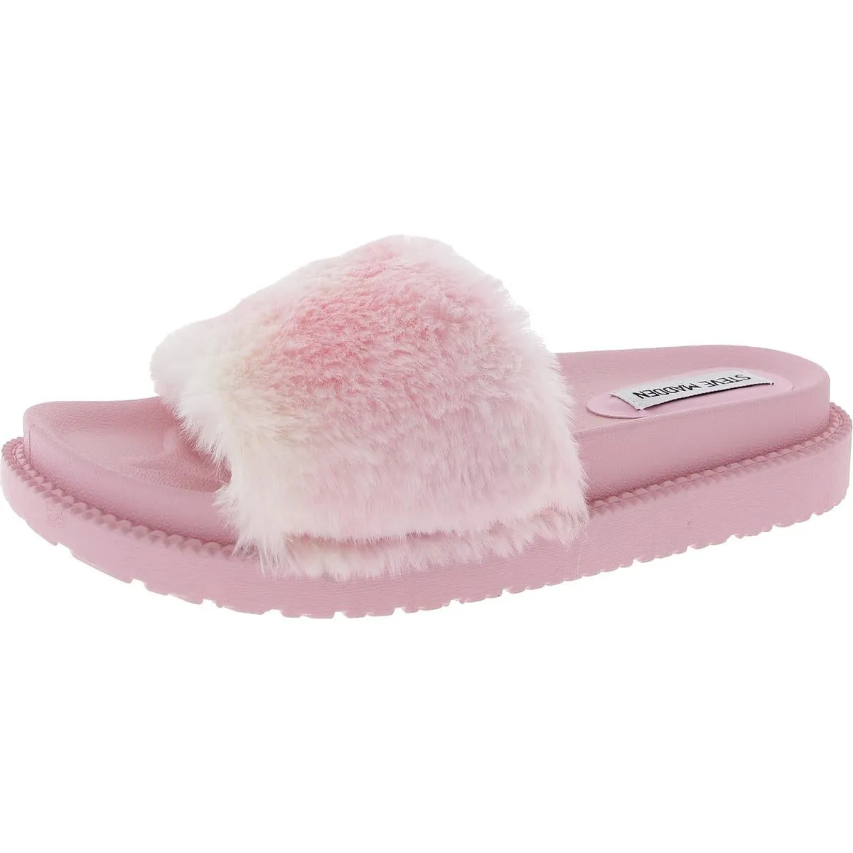 Sophlyn Womens Faux Fur Rainbow Slide Slippers