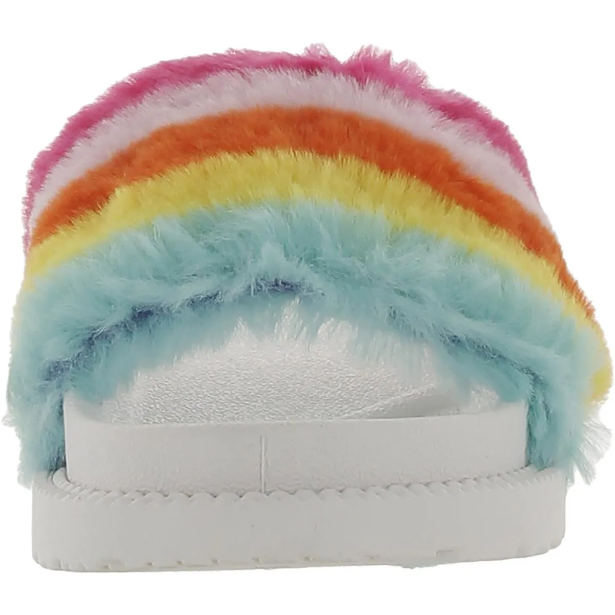 Sophlyn Womens Faux Fur Rainbow Slide Slippers