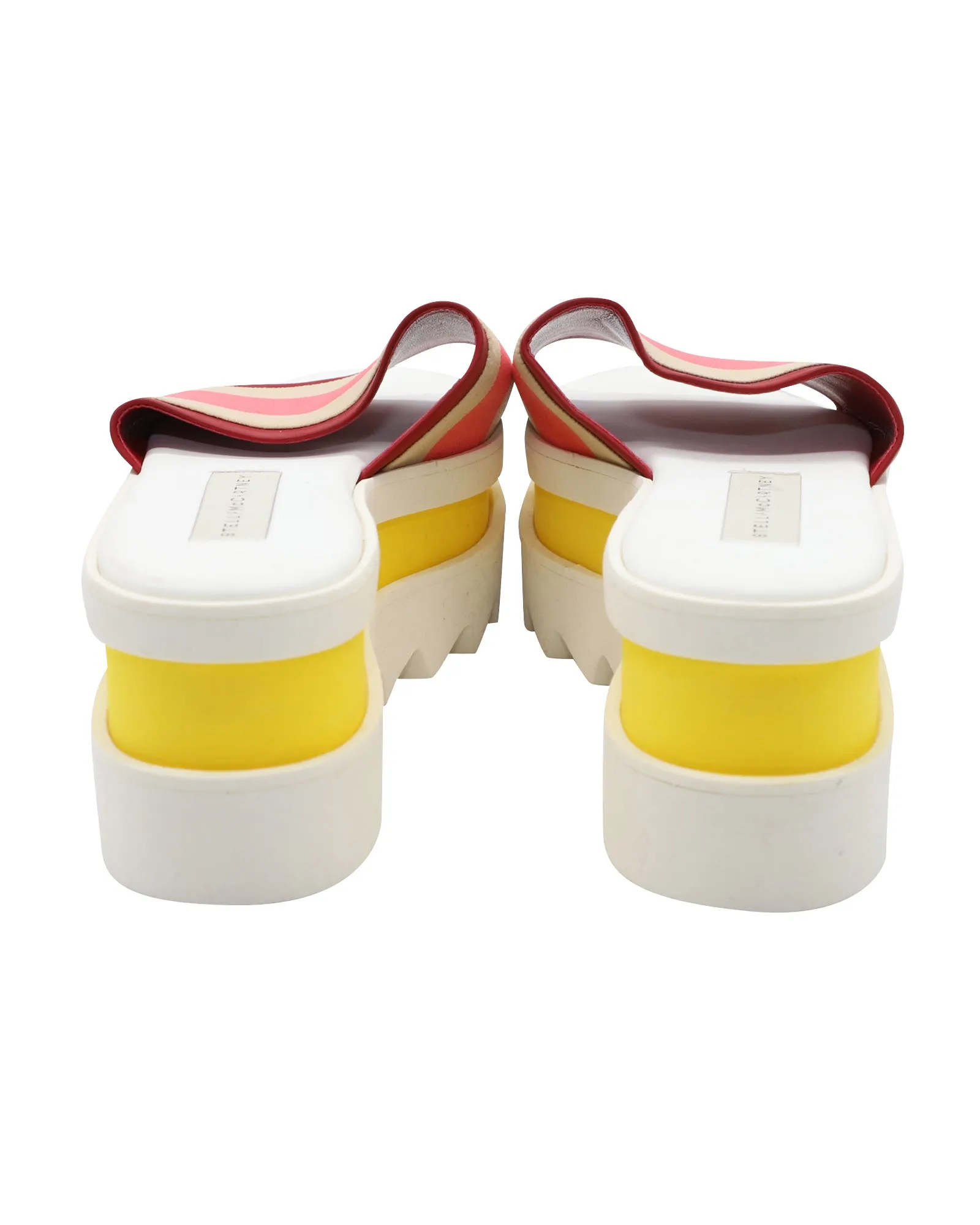 Stella Mccartney Color Block Platform Slides in White Faux Leather