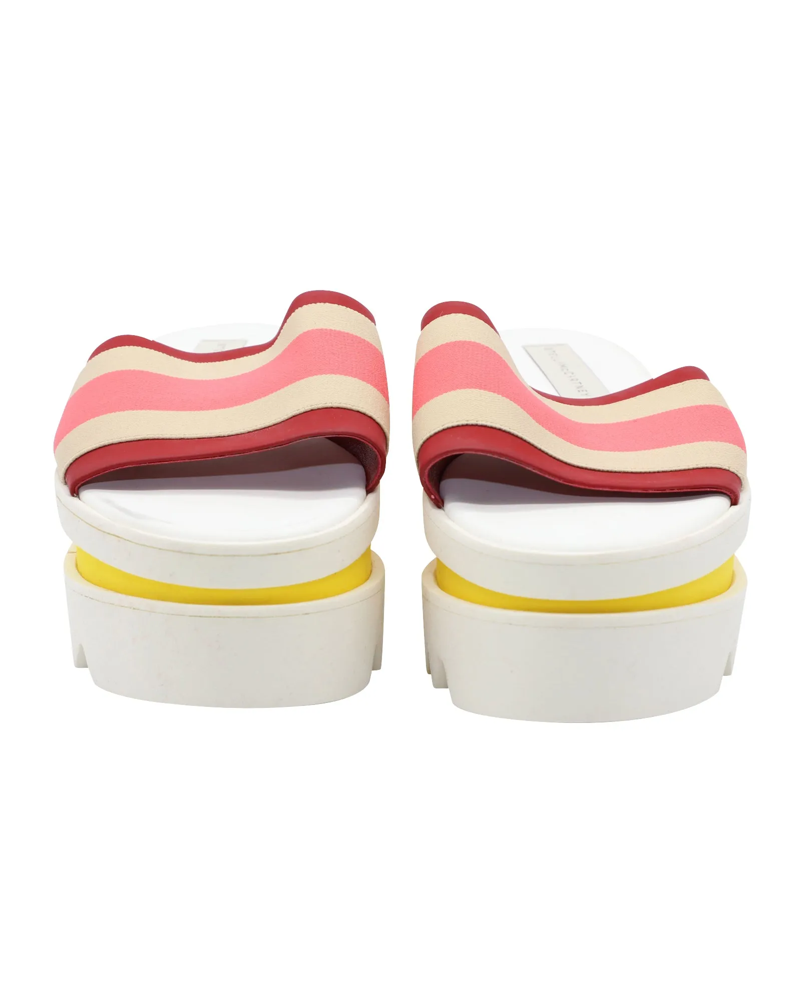 Stella Mccartney Color Block Platform Slides in White Faux Leather