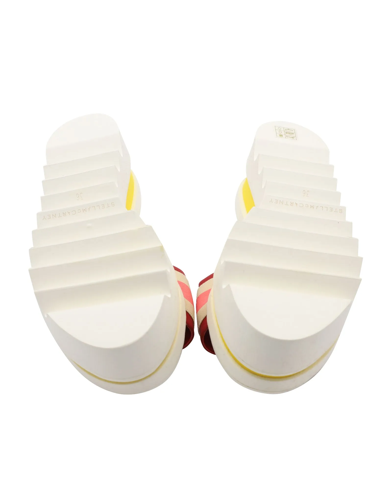 Stella Mccartney Color Block Platform Slides in White Faux Leather