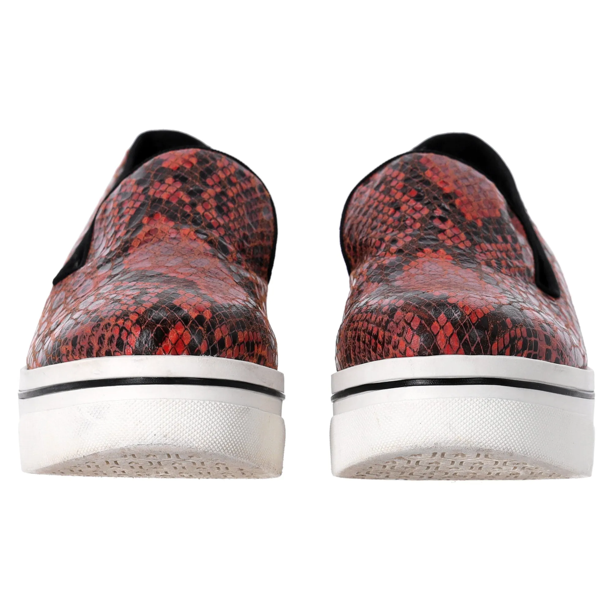 Stella McCartney Faux Python Creeper Platform Loafers in Red Leather
