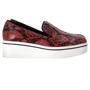 Stella McCartney Faux Python Creeper Platform Loafers in Red Leather