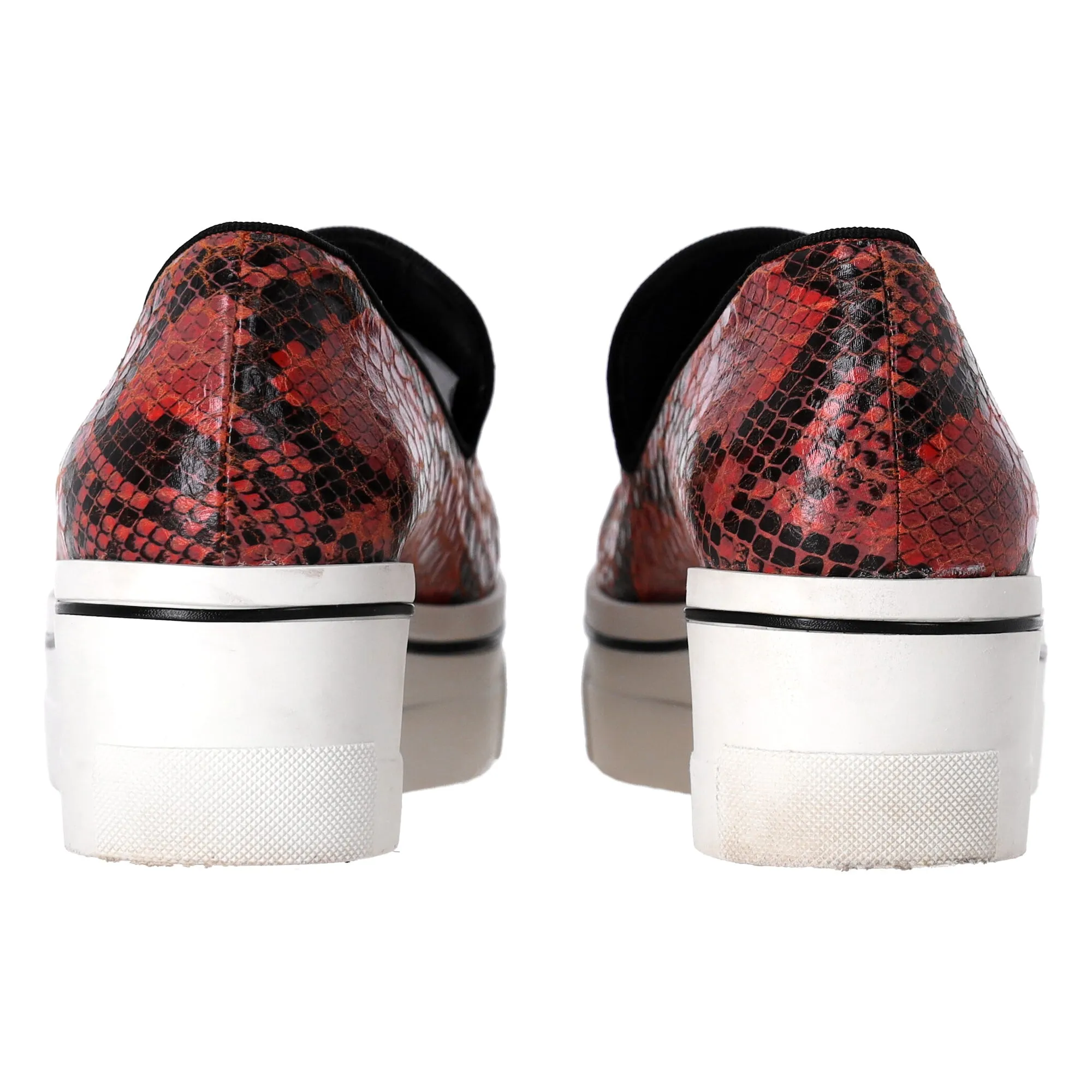 Stella McCartney Faux Python Creeper Platform Loafers in Red Leather