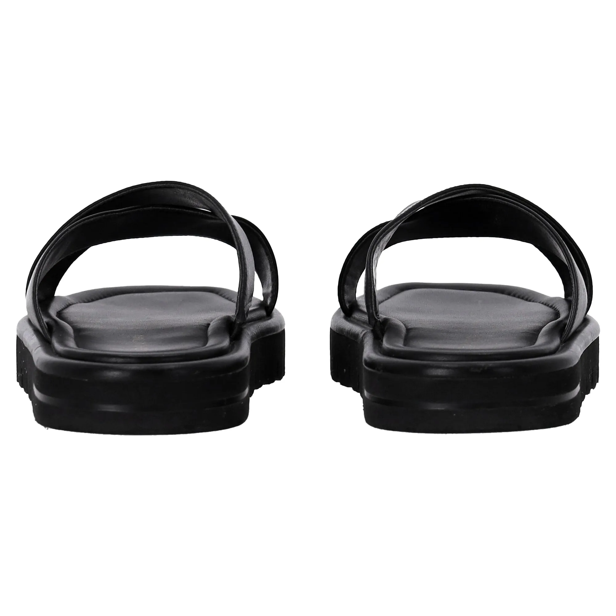 Stuart Weitzman Elodie Slide Sandals in Black Leather