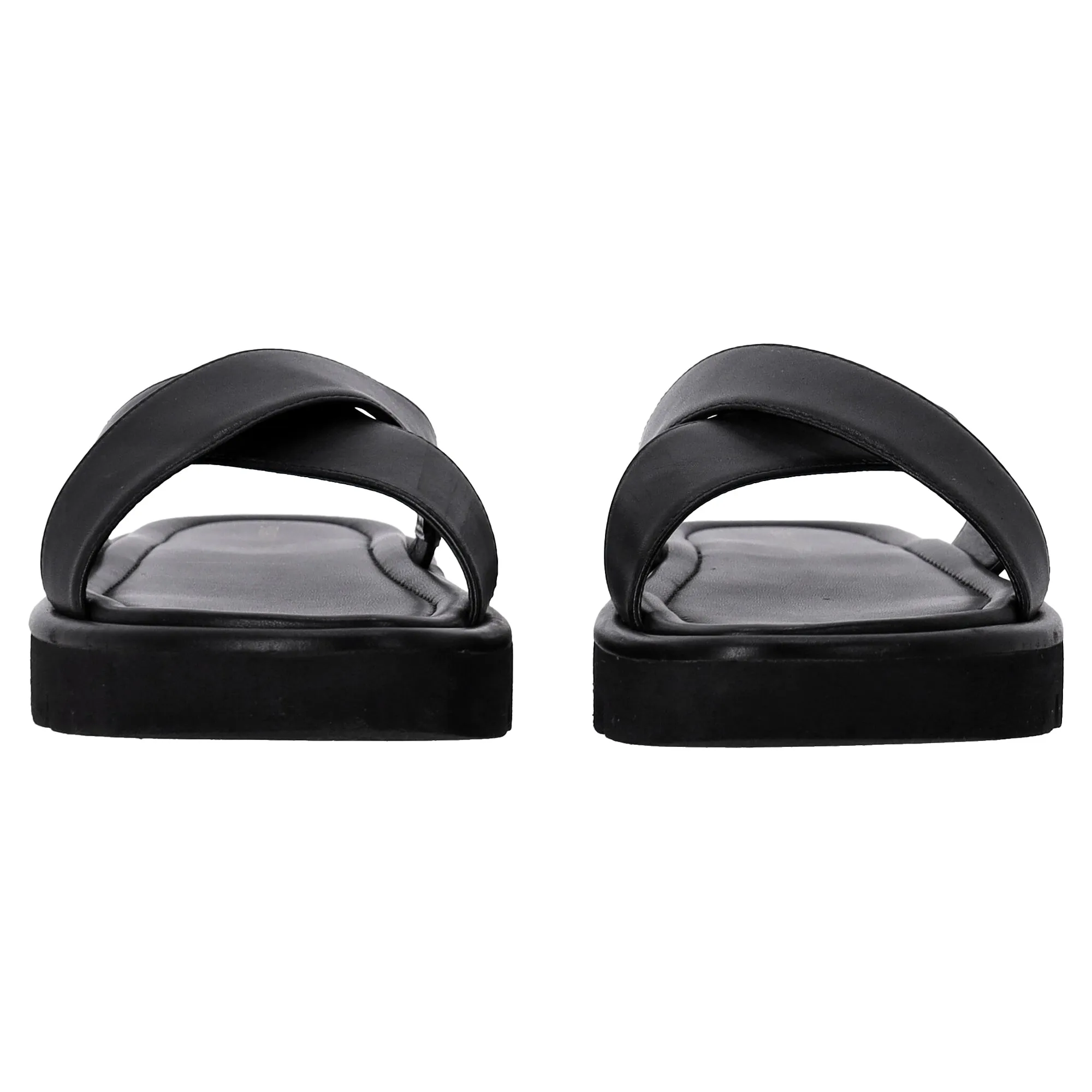 Stuart Weitzman Elodie Slide Sandals in Black Leather