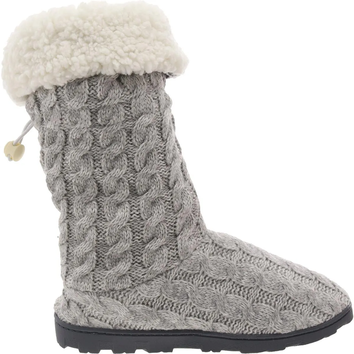 Tabbi Toggle Womens Faux Fur Cable Knit Bootie Slippers