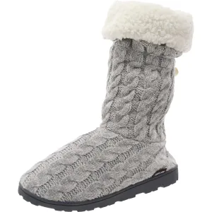 Tabbi Toggle Womens Faux Fur Cable Knit Bootie Slippers