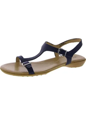 Taletha Womens Leather Casual T-Strap Sandals