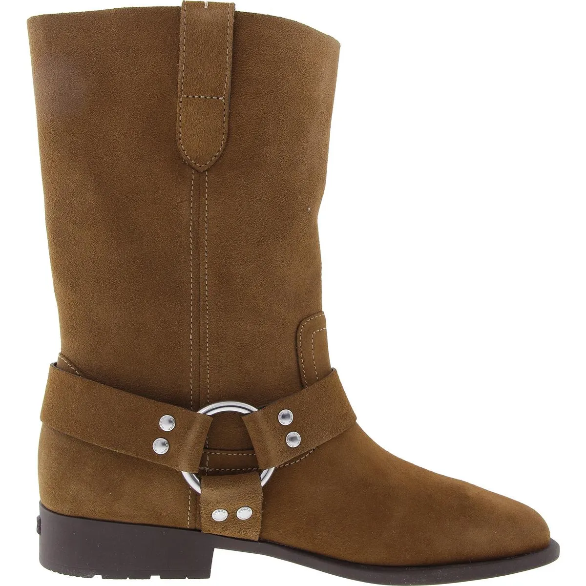 TARA  Womens Belted Suede Mid-Calf Boots