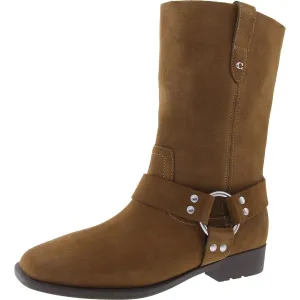 TARA  Womens Belted Suede Mid-Calf Boots