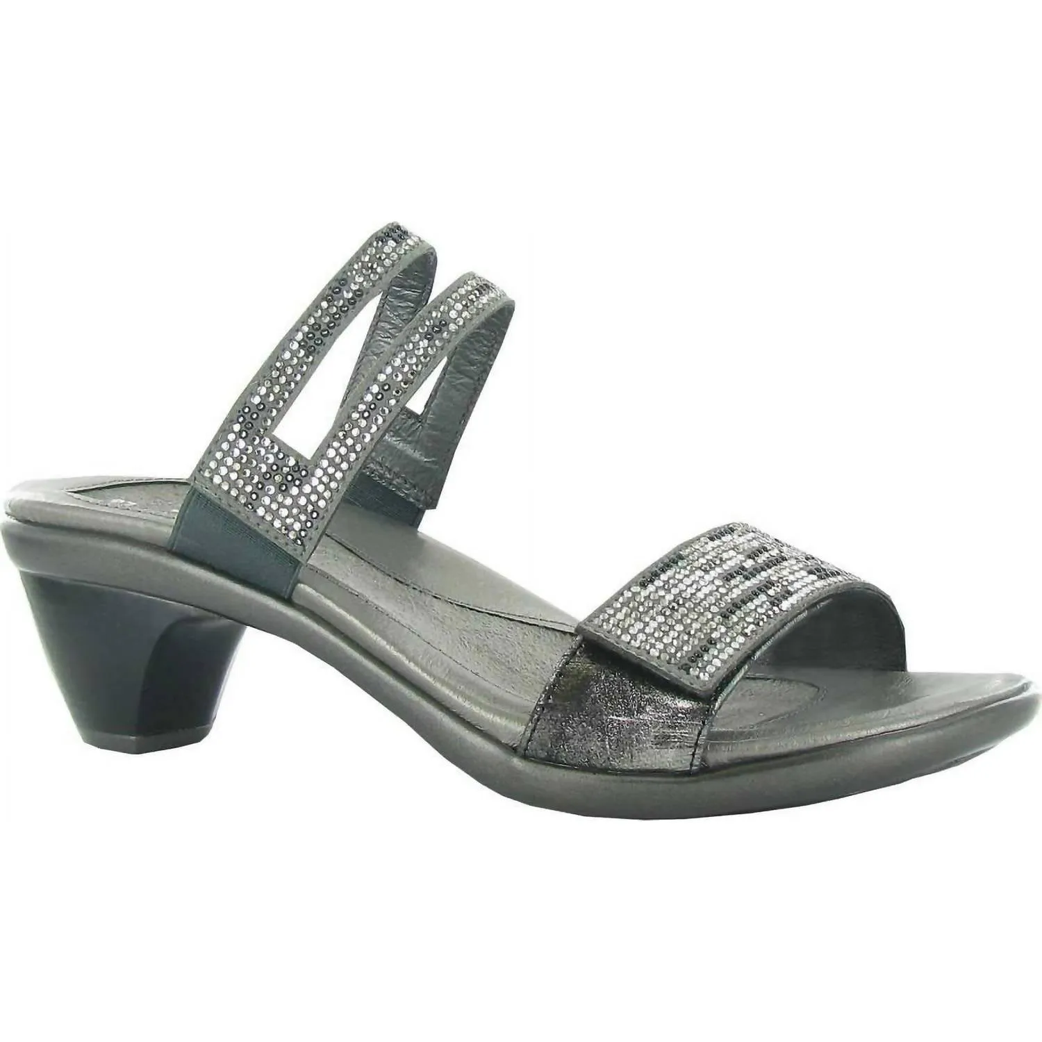 Temper Slide Sandal In Metallic Onyx Leather/gray/black Multi Rivets