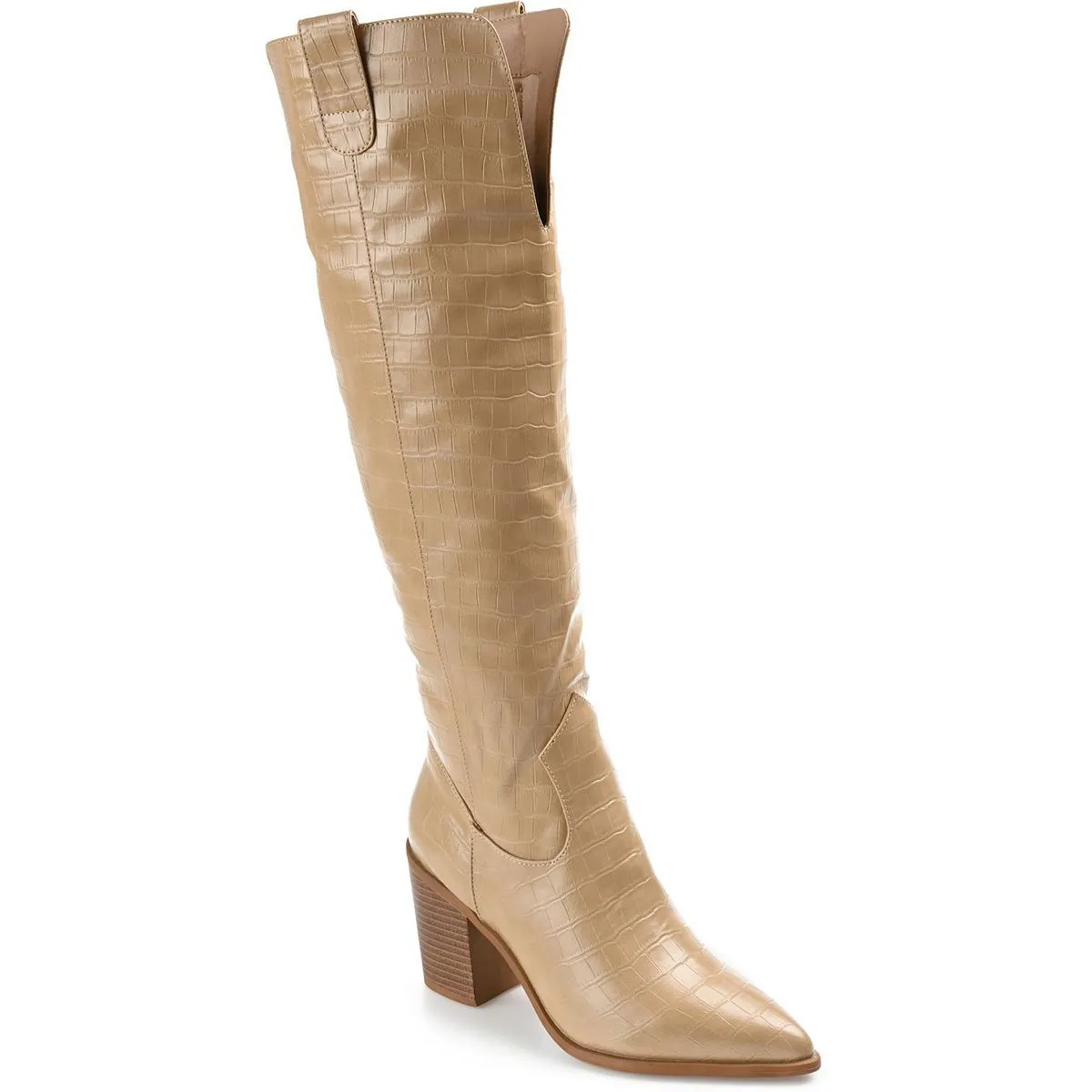 THERESE Womens Extra Wide Calf Faux Leather Knee-High Boots