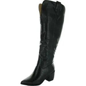 THERESE Womens Extra Wide Calf Faux Leather Knee-High Boots