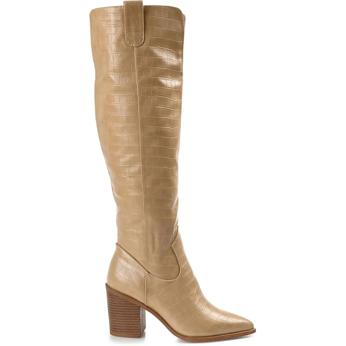 THERESE Womens Extra Wide Calf Faux Leather Knee-High Boots