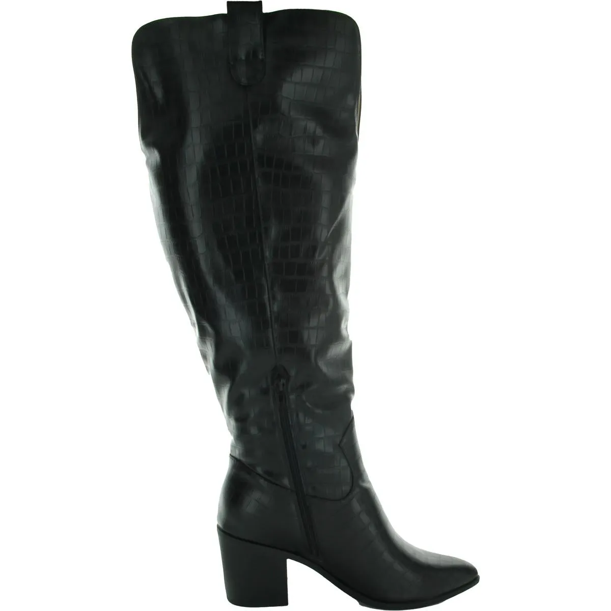 THERESE Womens Extra Wide Calf Faux Leather Knee-High Boots