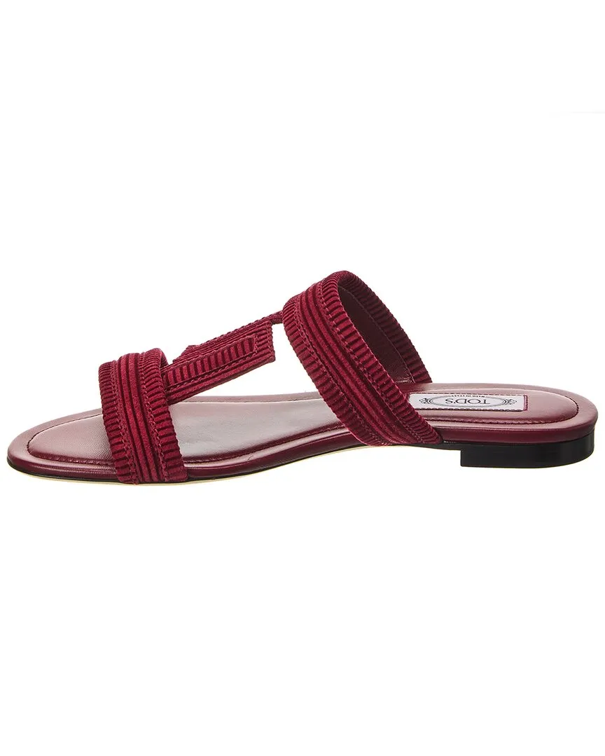 TODs Double T Strap Suede Sandal
