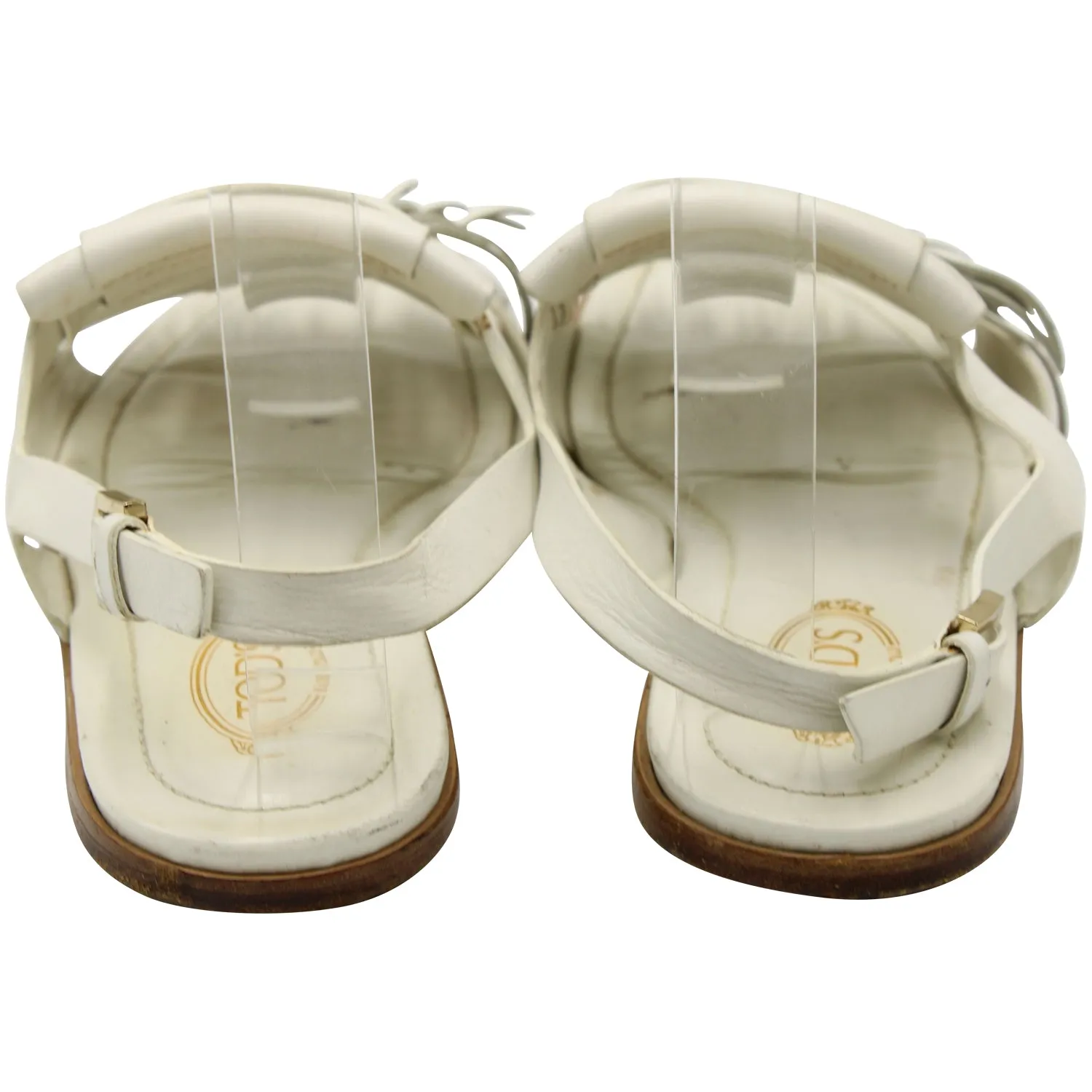 Tod's Fringed Slingback Flat Sandals in White Leather