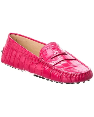 TODs Gommino Croc-Embossed Leather Loafer