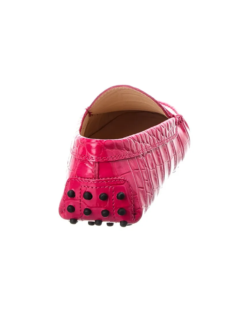 TODs Gommino Croc-Embossed Leather Loafer