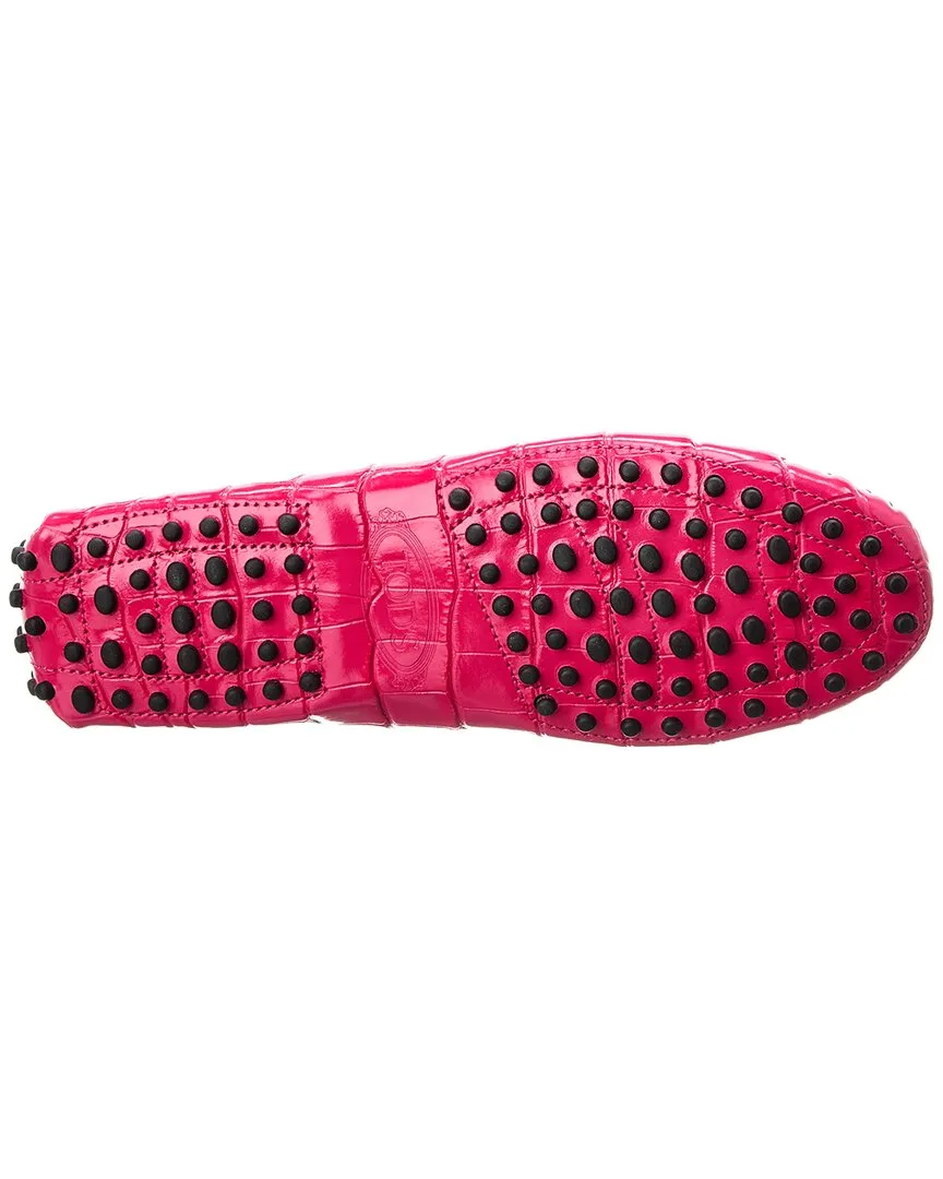 TODs Gommino Croc-Embossed Leather Loafer