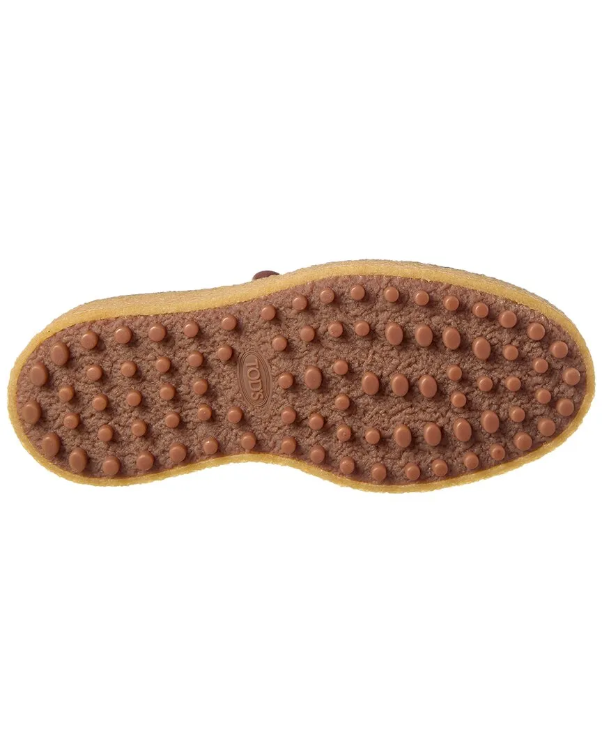 TODs Leather & Shearling Platform Loafer