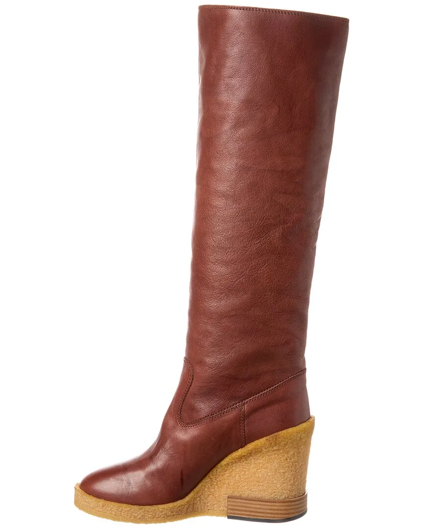 TODs Leather Wedge Knee-High Boot