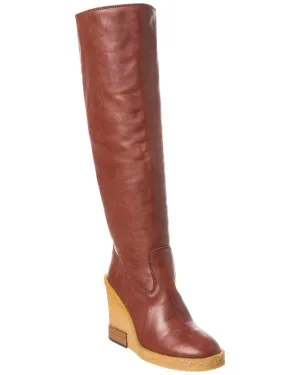 TODs Leather Wedge Knee-High Boot