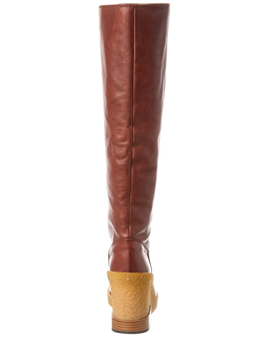 TODs Leather Wedge Knee-High Boot