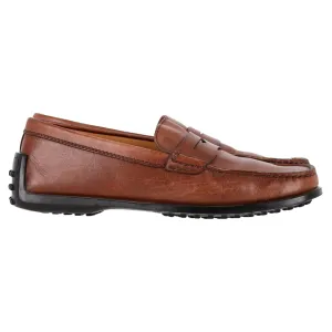 Tod's Square-Toe Penny Loafers in Brown Leather