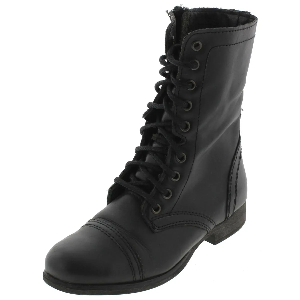 Troopa Womens Leather Lace Up Combat Boots
