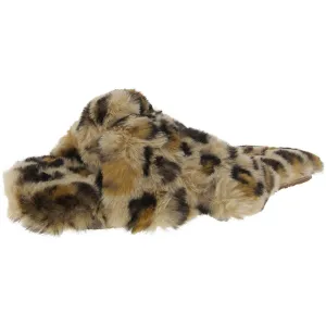 Twist Womens Animal Print Faux Fur Slide Slippers