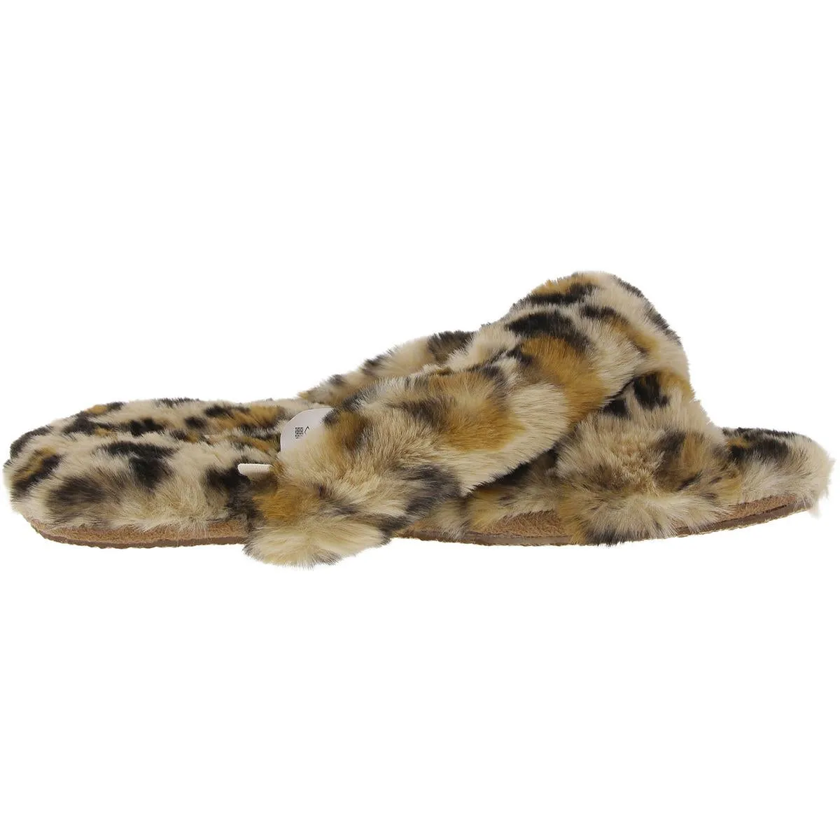 Twist Womens Animal Print Faux Fur Slide Slippers